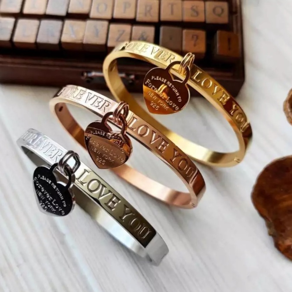 18k RG/Stainless Steel “Love you Forever” Bangle